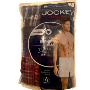 3 pack Jockey cotton blend full cut woven boxers. NWT Small 28-30